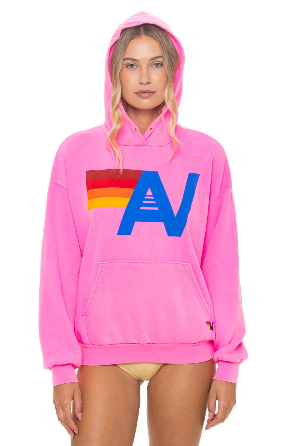 Logo Pullover Relaxed Hoodie in Neon Pink