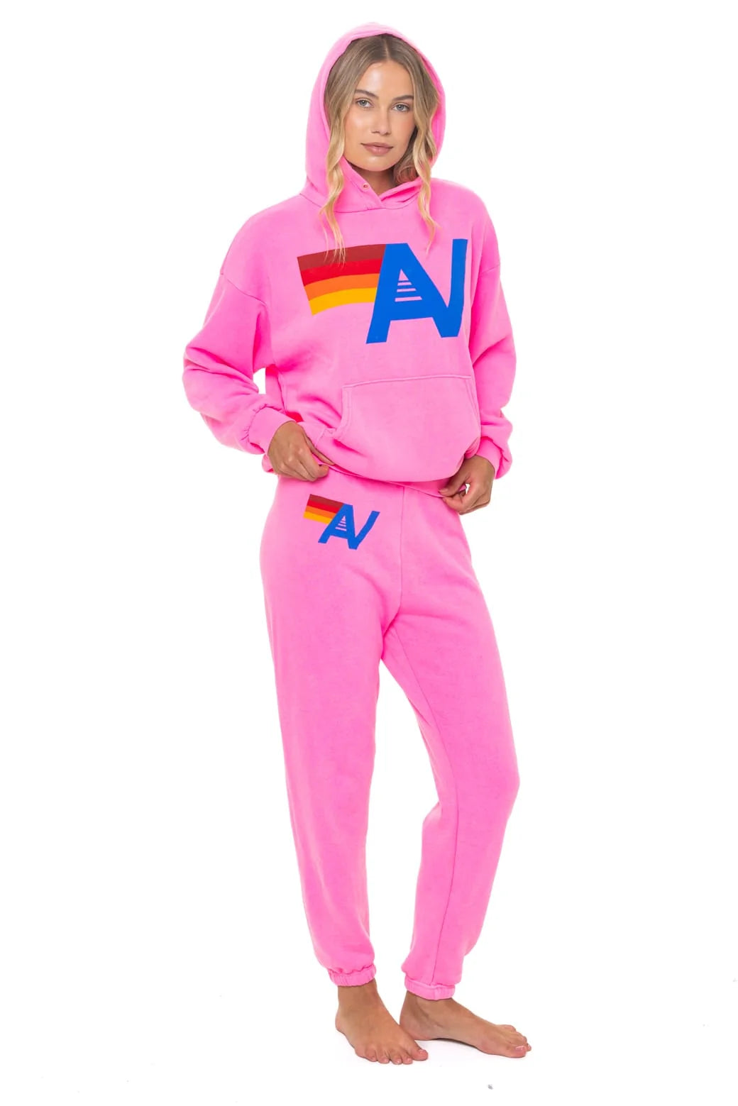 Logo Pullover Relaxed Hoodie in Neon Pink