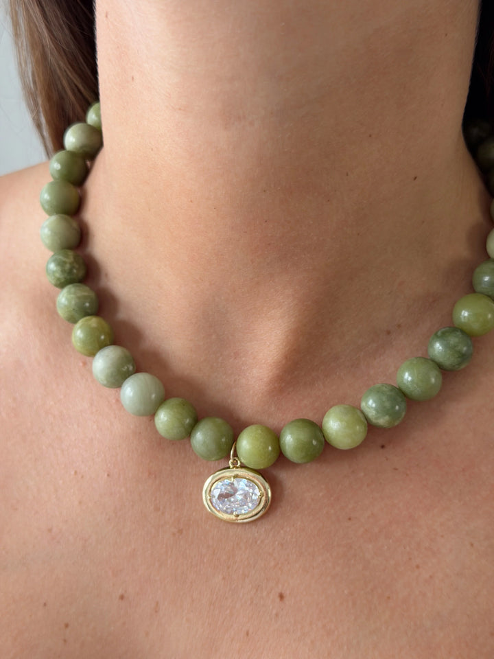 Autumn Naples Necklace in Olive Green