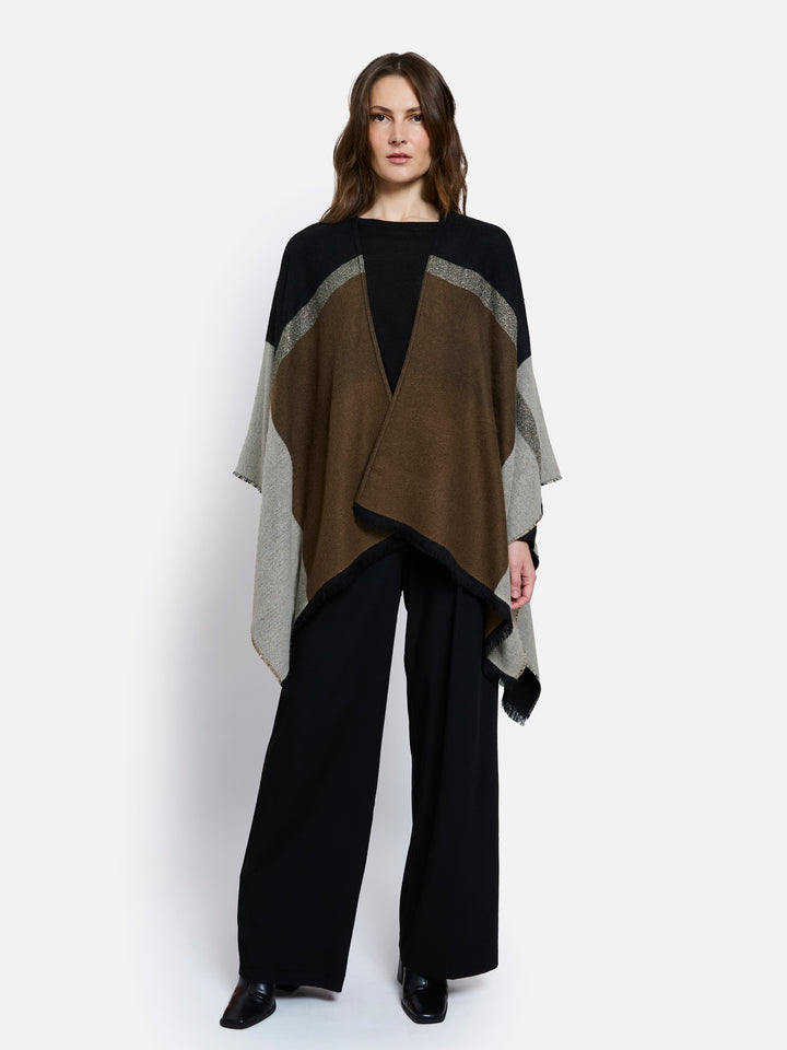 PONCHO VILLANDRY IN BLACK + BROWN