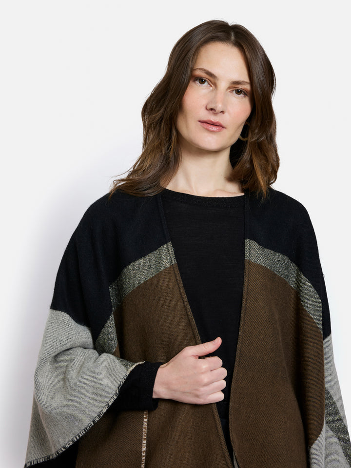 PONCHO VILLANDRY IN BLACK + BROWN