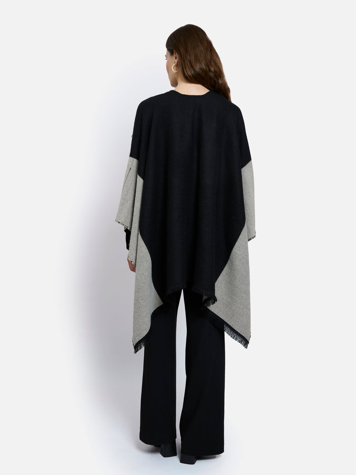 PONCHO VILLANDRY IN BLACK + BROWN