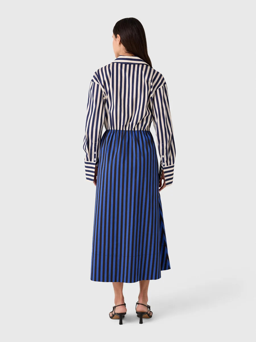 Inna Poplin Maxi Dress in Cobalt Stripe Combo