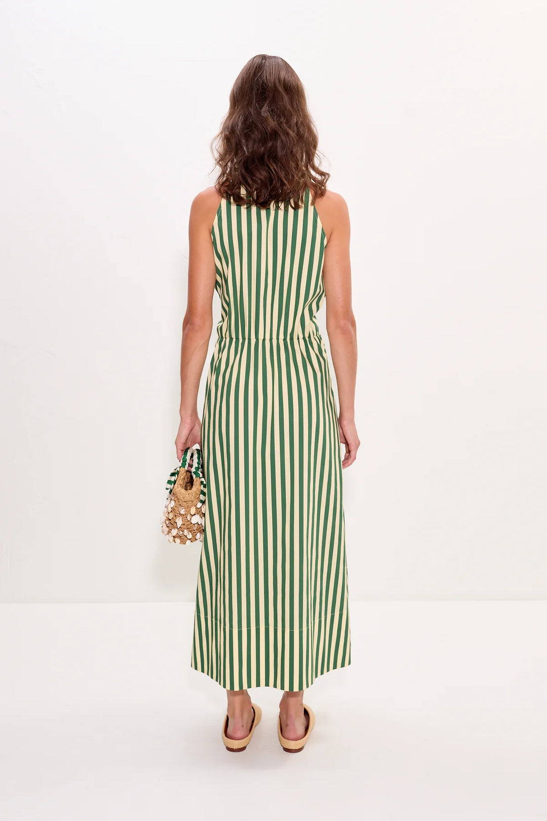 inna sleeveless poplin dress in gummy green