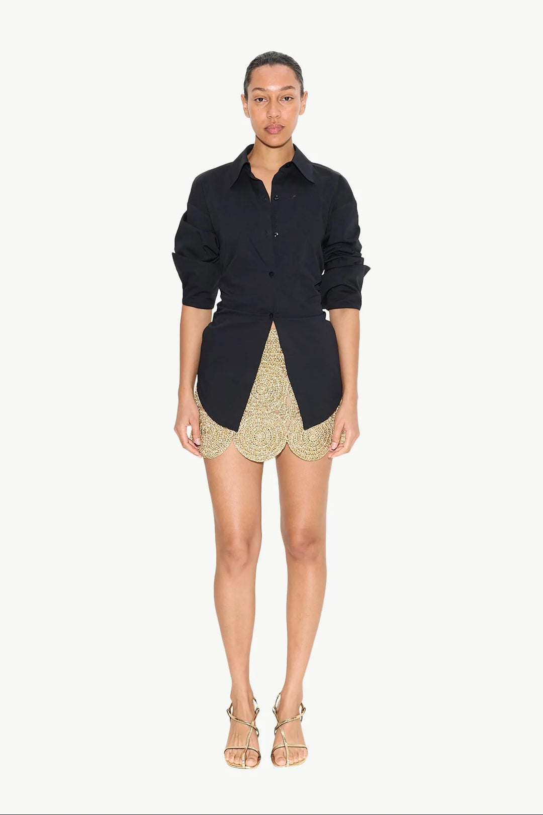 beep beep mini skirt in gold