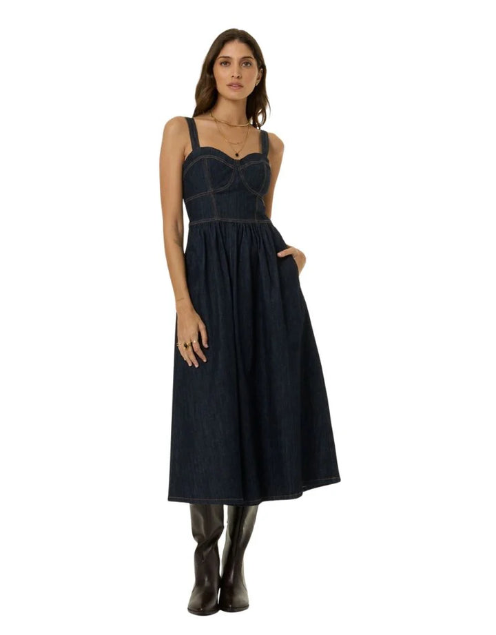 Devin Denim Dress in Dark Indigo