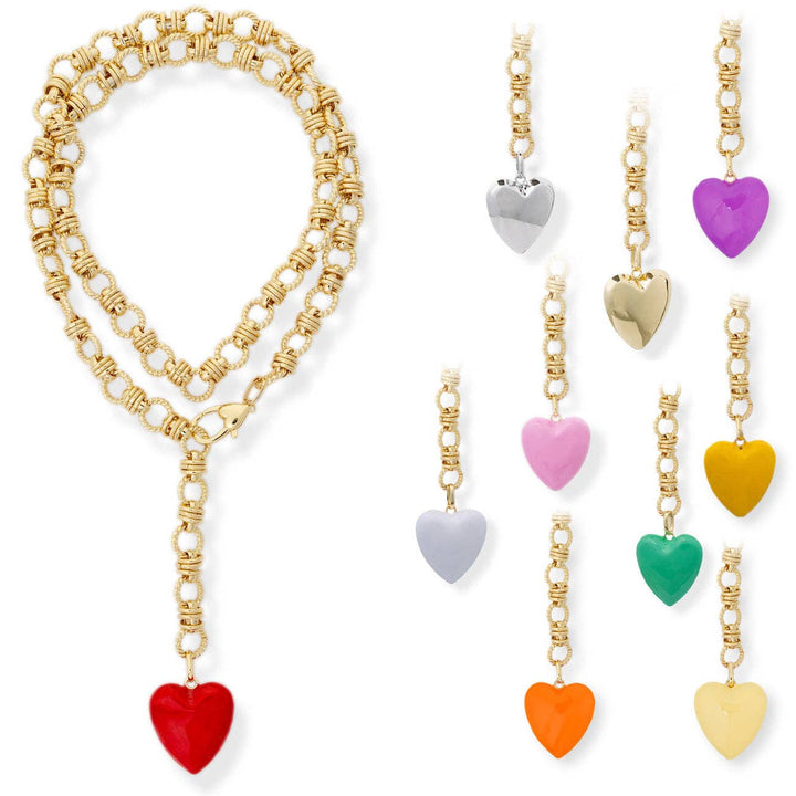 ROWAN HEART LONG NECKLACE - N-450: Orange