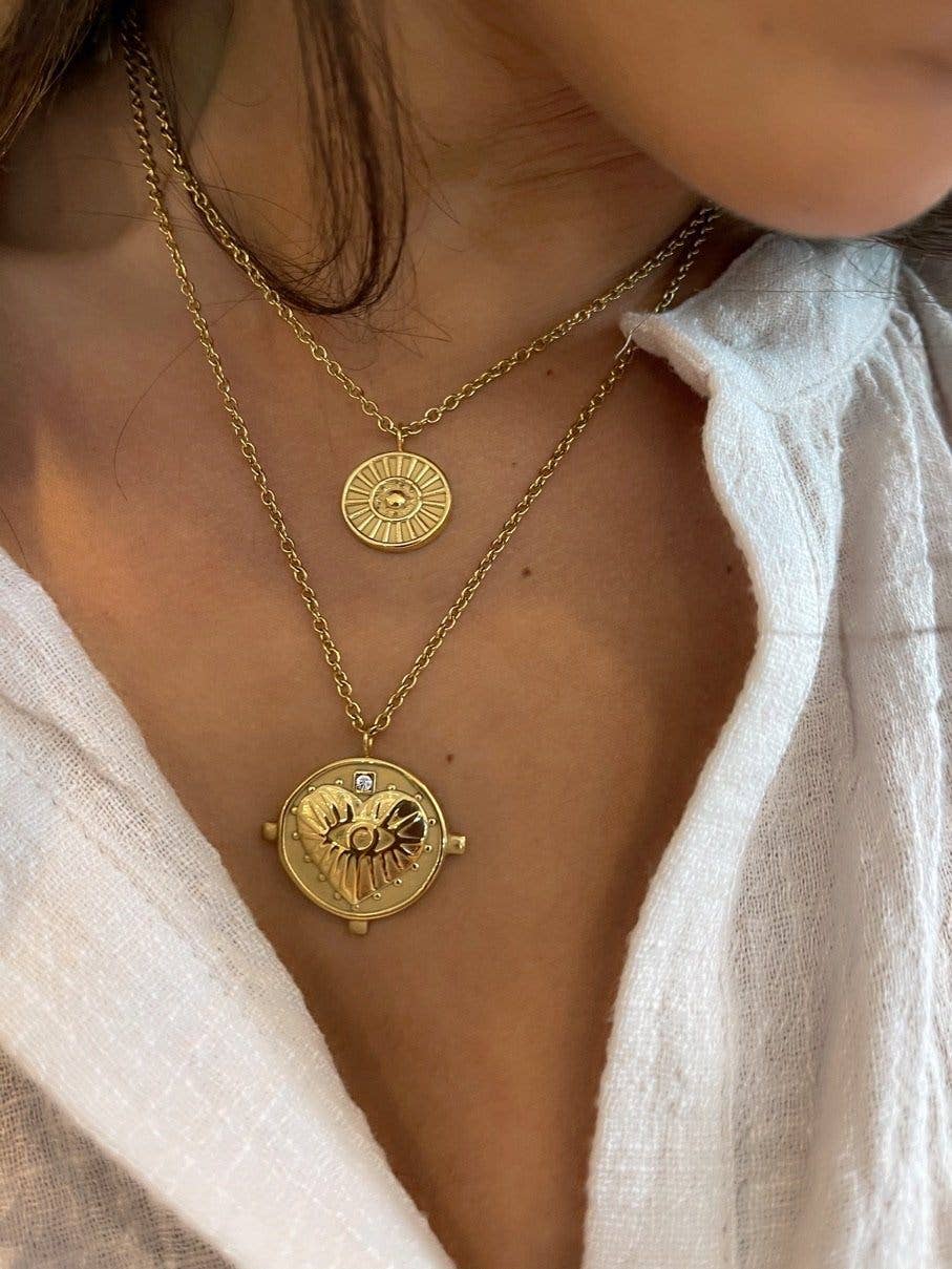 Gigi Double Coin Necklace in Gold