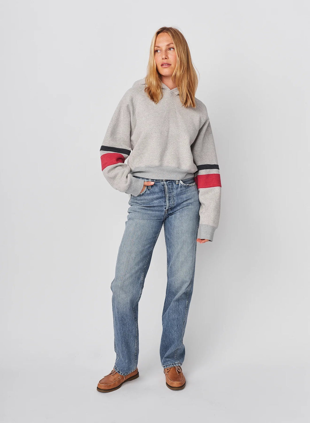 Academy Cropped Hoodie in Heather Gray - obligato