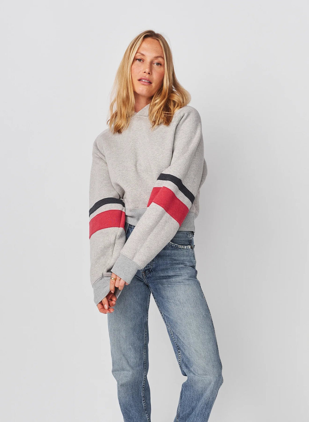 Academy Cropped Hoodie in Heather Gray - obligato