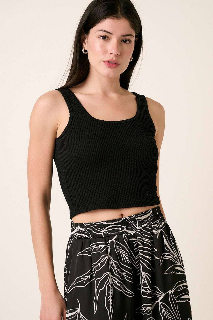 URBAN RIB KNIT SCOOP NECK CROP TANK TOP: ORANGE / S-M-L(2-2-2)