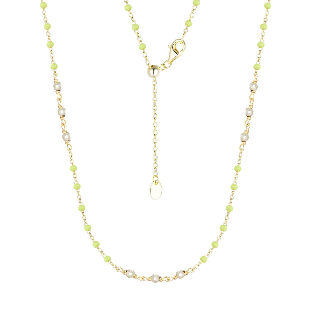 Enamel Beaded Chain Necklace With Sparkle Beads: Tangerine / Gold