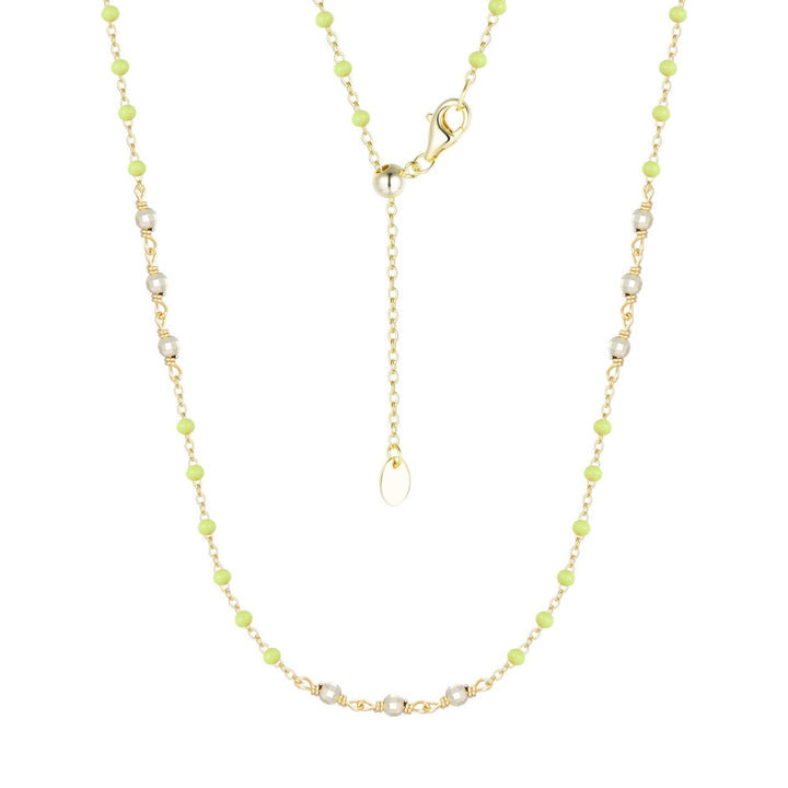 Enamel Beaded Chain Necklace With Sparkle Beads: Tangerine / Gold