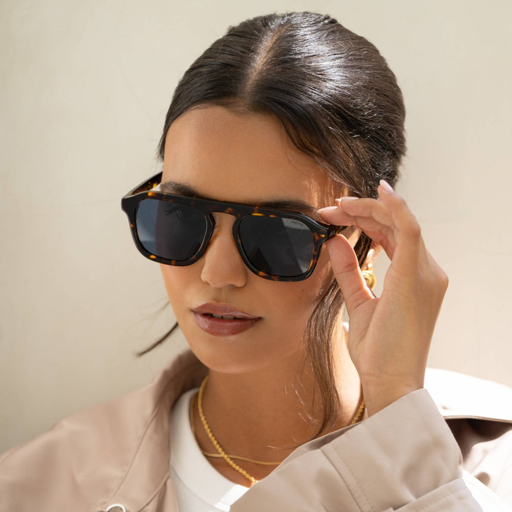 Addison Acetate Unisex Aviator Sunglasses : Tortoise / Gray - obligato