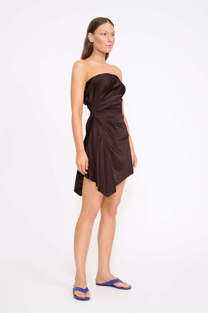 Adriana Silk Mini Dress Earth - obligato