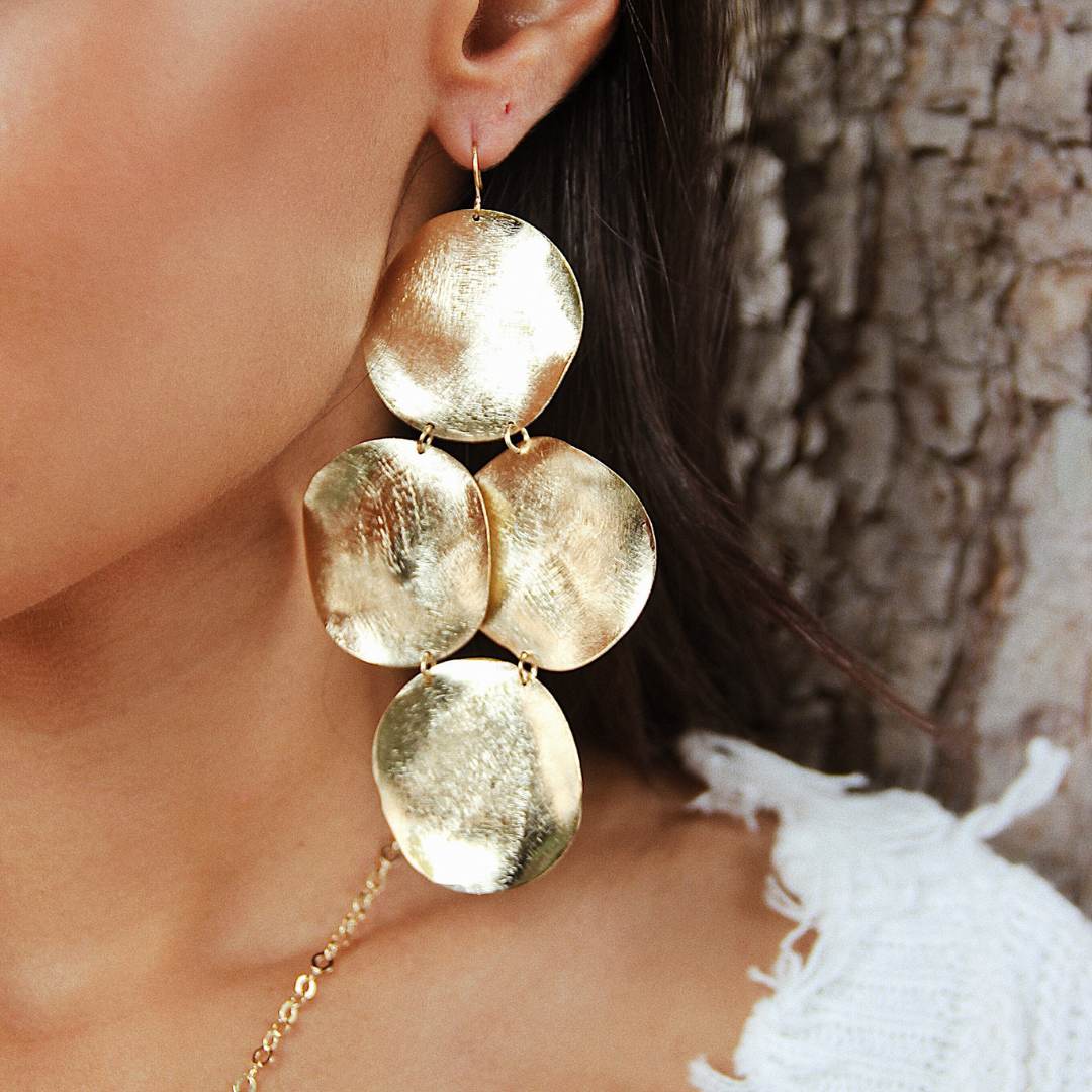 Alexia Statement Coin Earrings: Gold Plated