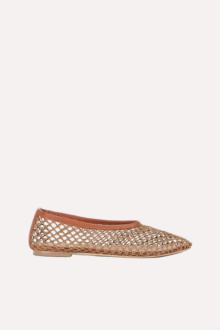 Alba Ballet Flat in Tan Netting - obligato
