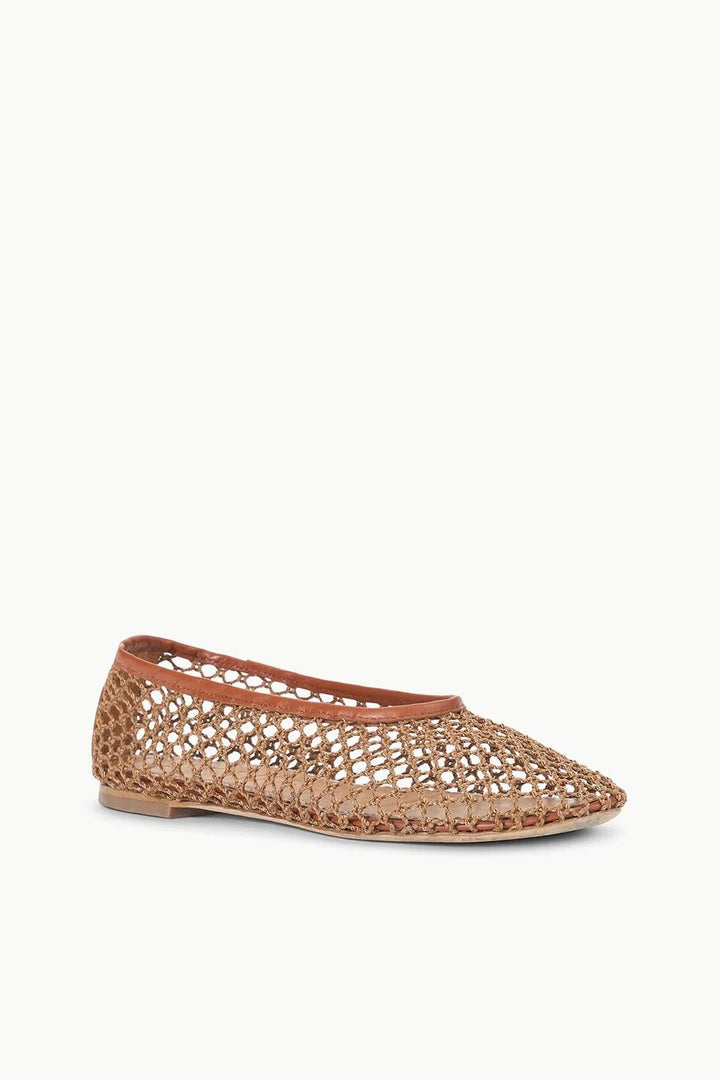 Alba Ballet Flat in Tan Netting - obligato
