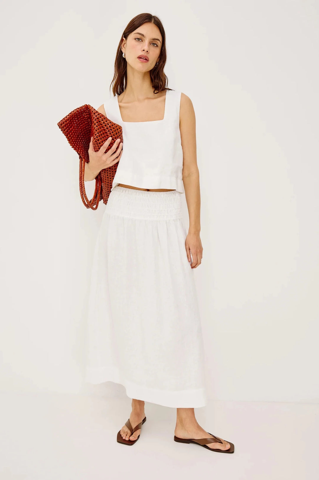 Alessa Skirt in White Linen - obligato