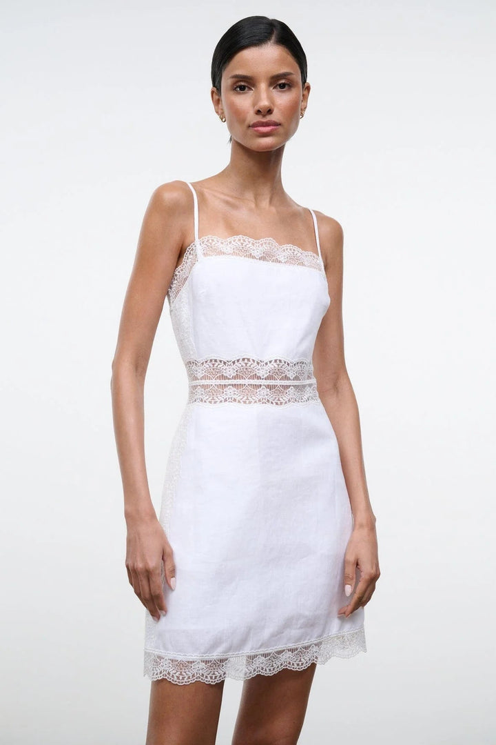 Amalina Linen Mini Dress in White - obligato