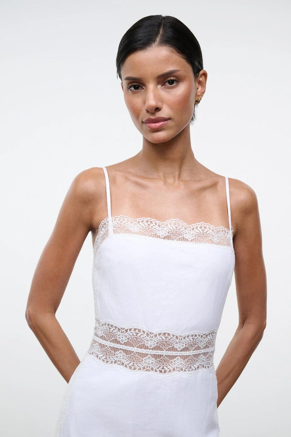 Amalina Linen Mini Dress in White - obligato