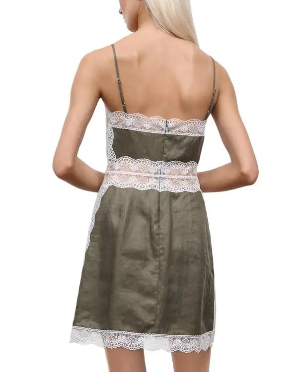 Amalina Linen Mini Dress Thyme - obligato