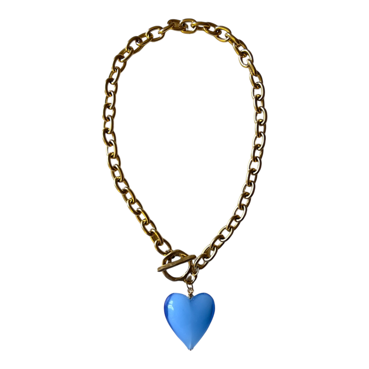 Amore Murano Glass Heart Necklace: Bella Blue - obligato