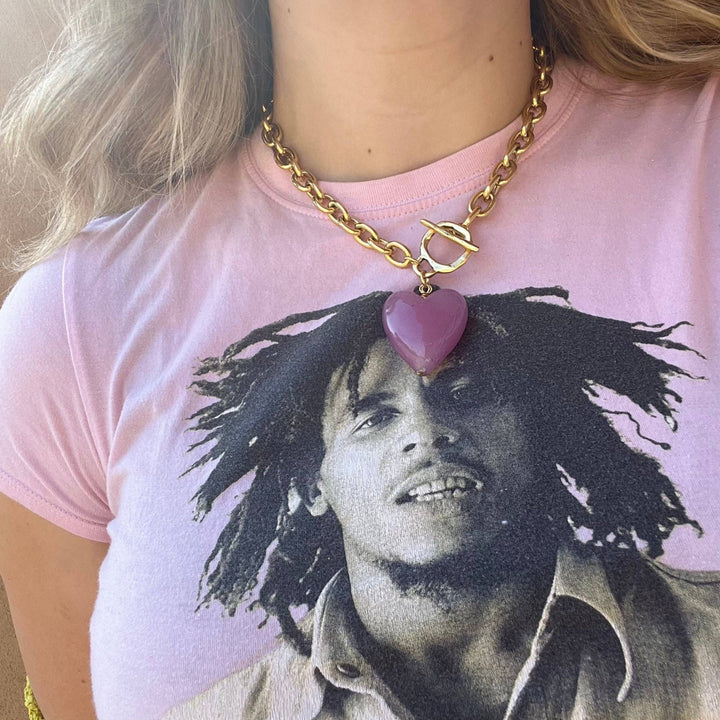 Amore Murano Glass Heart Necklace: Muted Mauve - obligato