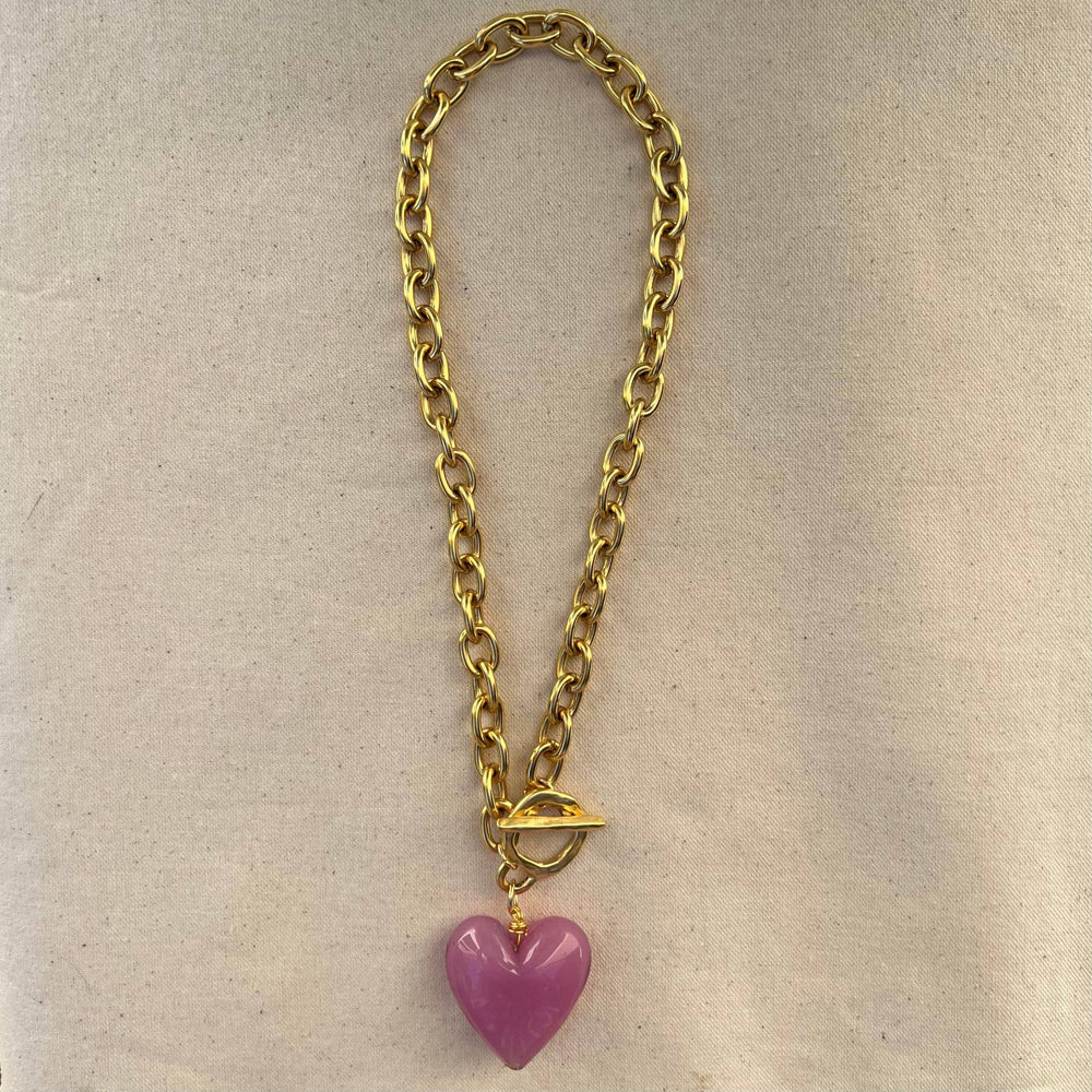 Amore Murano Glass Heart Necklace: Muted Mauve - obligato