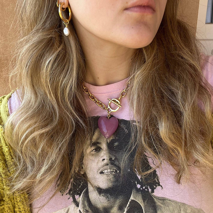 Amore Murano Glass Heart Necklace: Muted Mauve - obligato