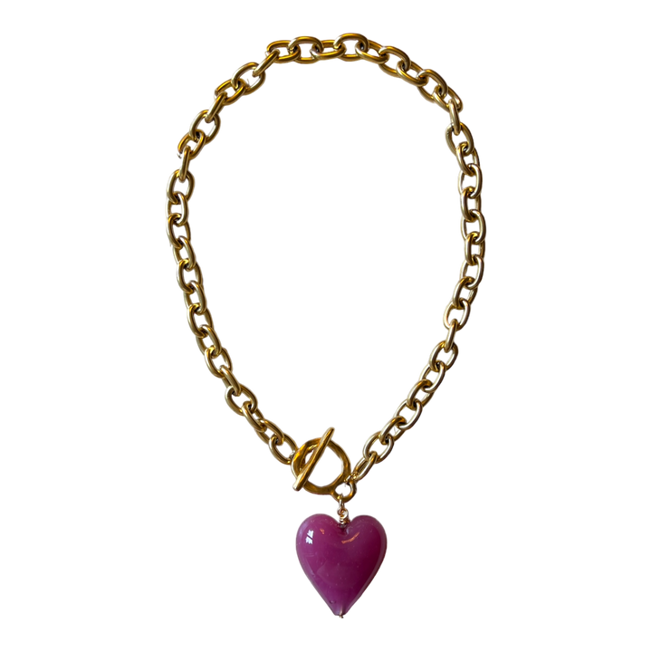 Amore Murano Glass Heart Necklace: Muted Mauve - obligato