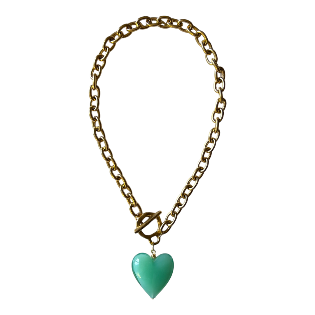 Amore Murano Glass Heart Necklace: Periwinkle Blue - obligato