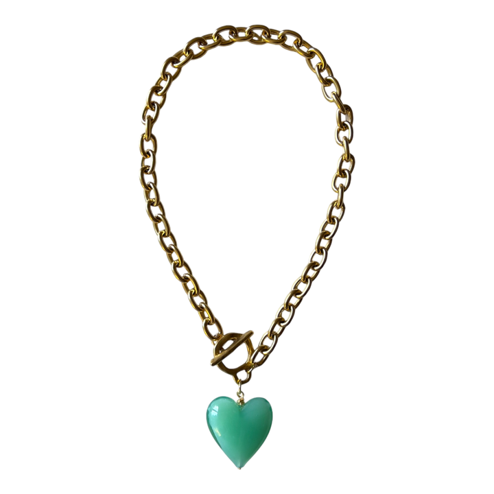 Amore Murano Glass Heart Necklace: Periwinkle Blue - obligato