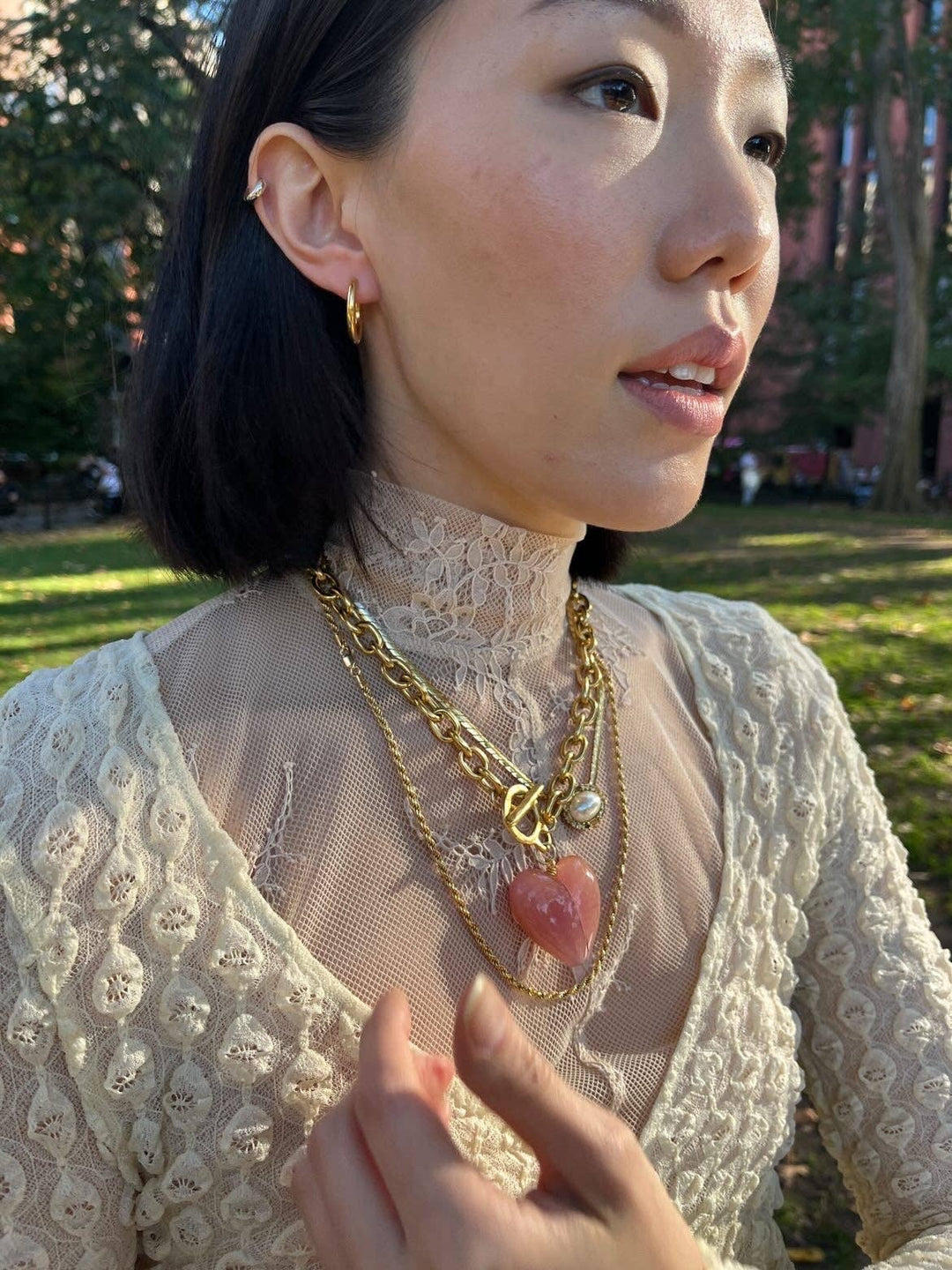 Amore Murano Glass Heart Necklace: Periwinkle Blue - obligato