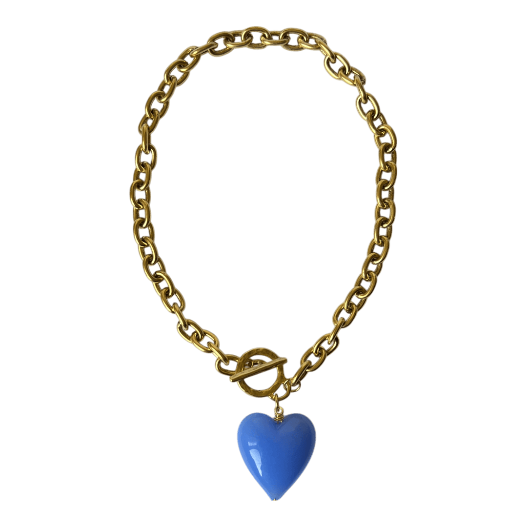 Amore Murano Glass Heart Necklace: Periwinkle Blue - obligato