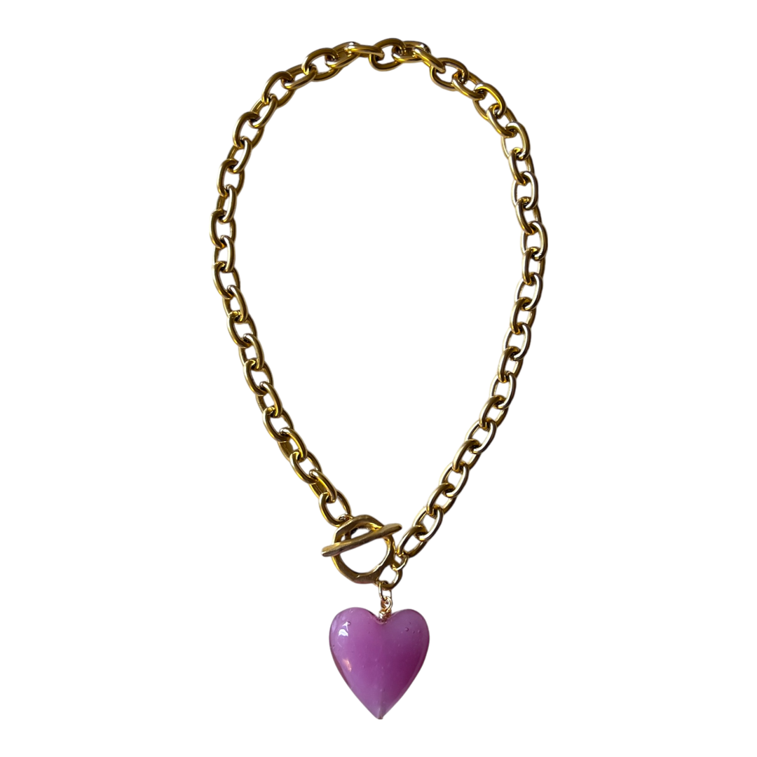 Amore Murano Glass Heart Necklace: Periwinkle Blue - obligato