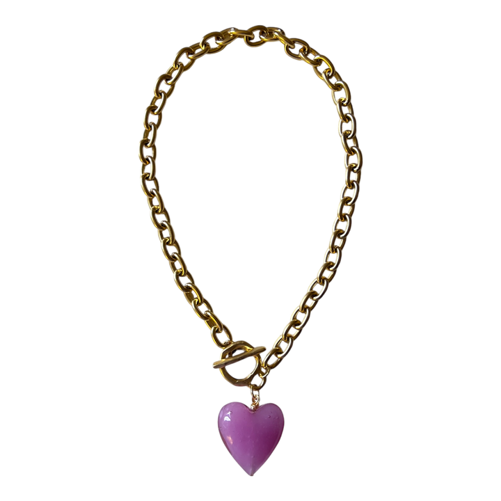 Amore Murano Glass Heart Necklace: Periwinkle Blue - obligato