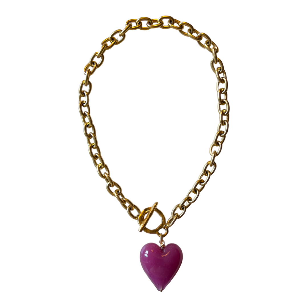 Amore Murano Glass Heart Necklace: Rosewood - obligato