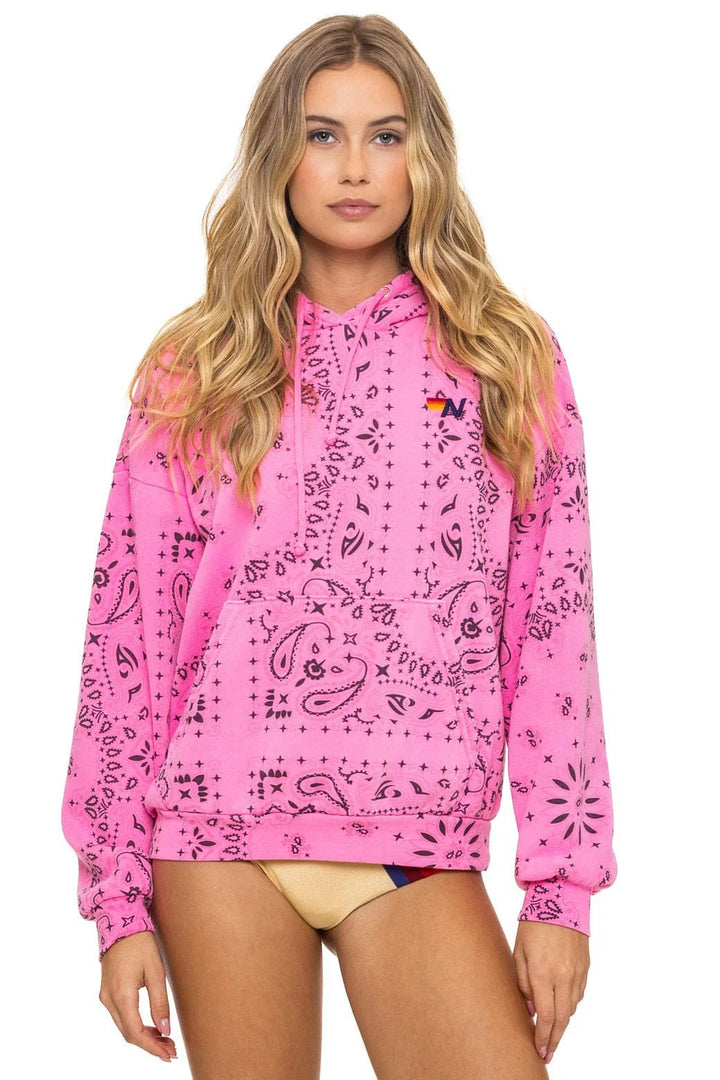 AN Bandana Pullover Hoodie Relaxed in Neon Pink - obligato