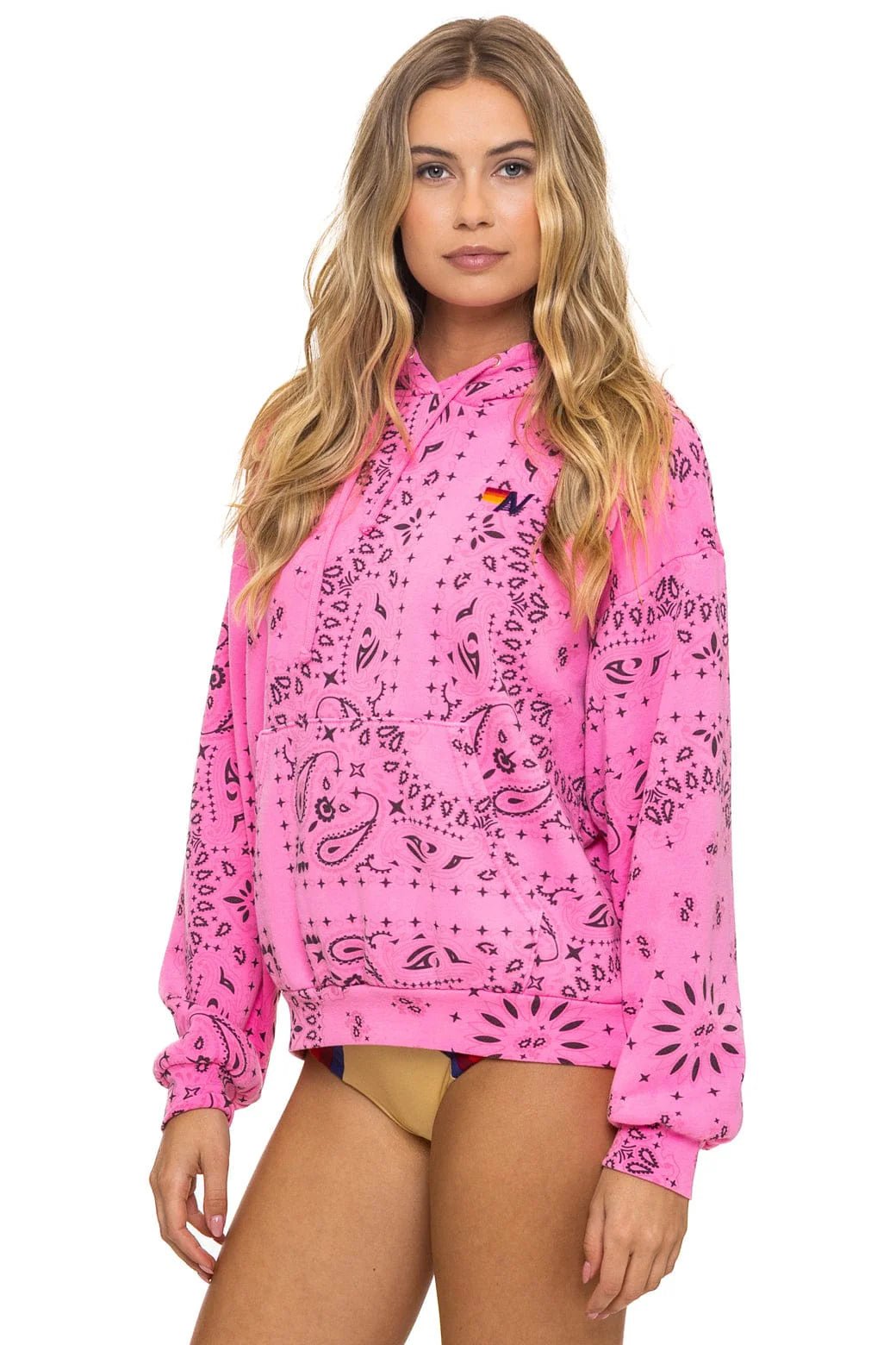 AN Bandana Pullover Hoodie Relaxed in Neon Pink - obligato