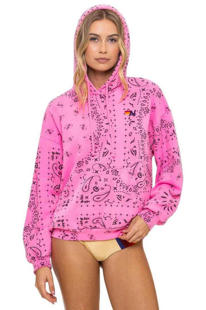AN Bandana Pullover Hoodie Relaxed in Neon Pink - obligato