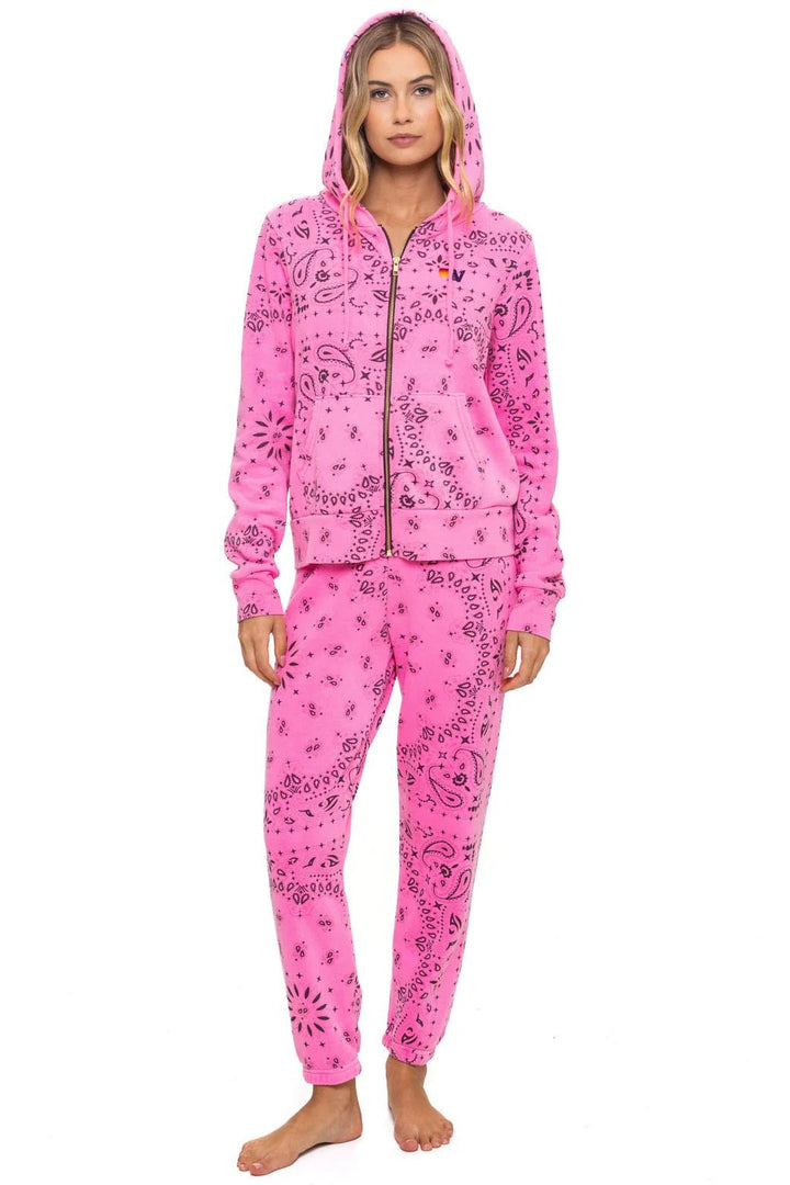 AN Bandana Zip Hoodie in Neon Pink - obligato