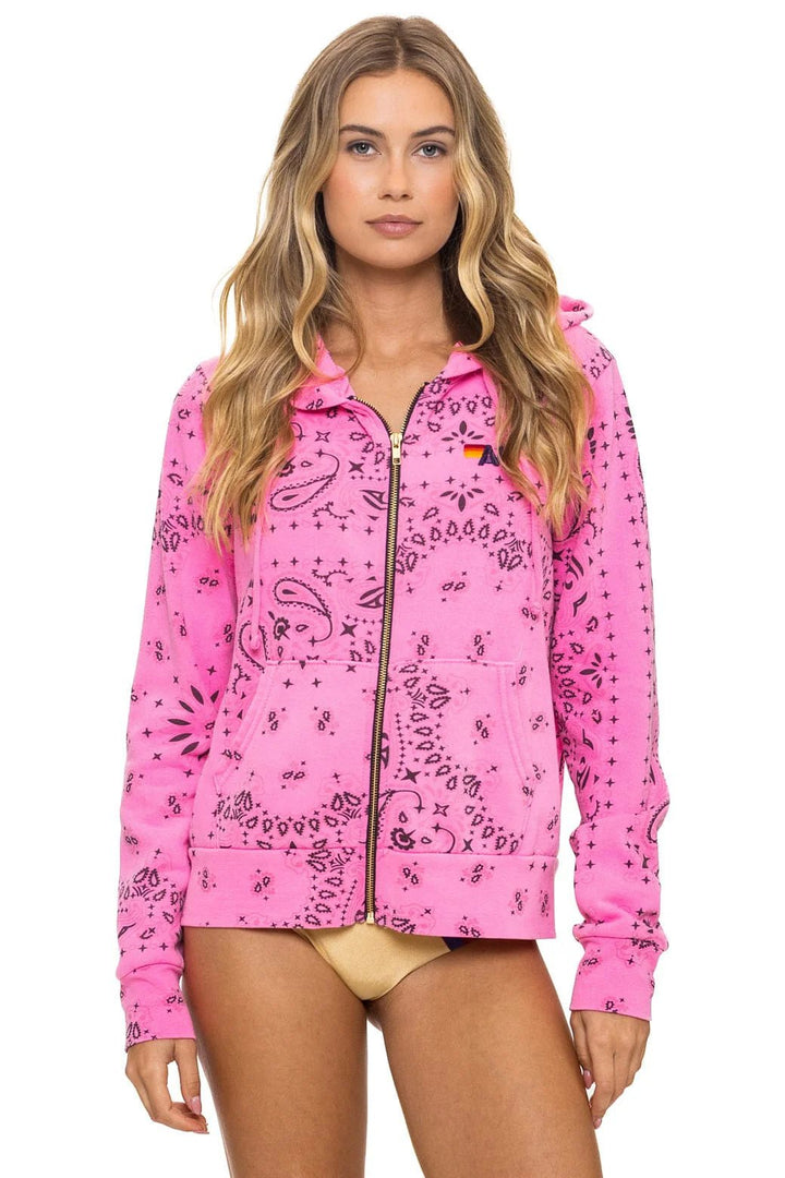 AN Bandana Zip Hoodie in Neon Pink - obligato