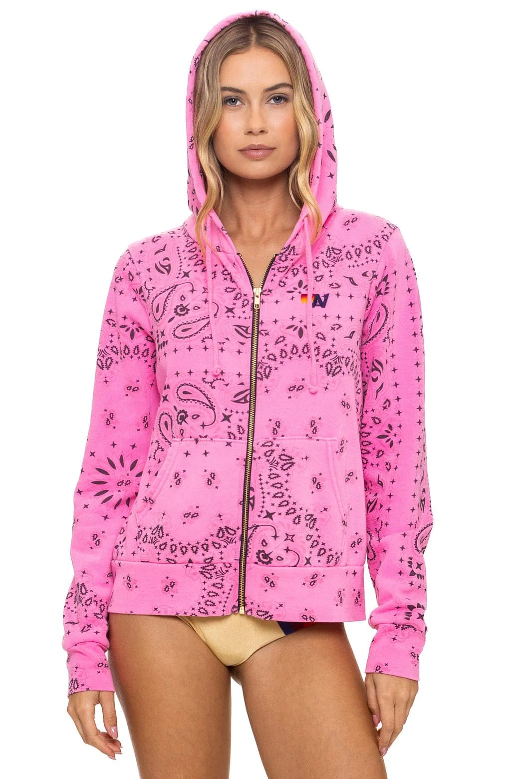 AN Bandana Zip Hoodie in Neon Pink - obligato