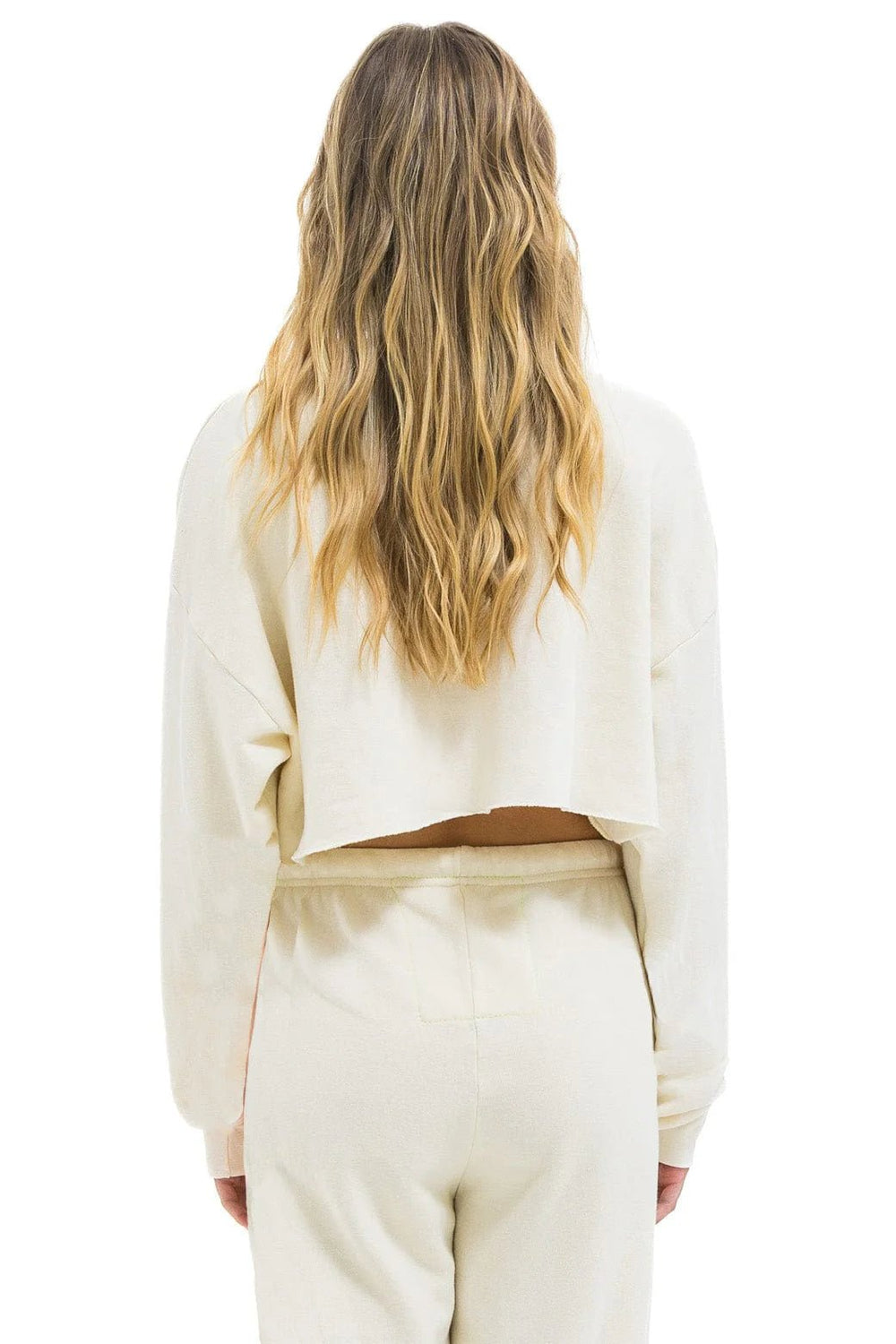 AN Logo Cropped Crew Sweatshirt Relaxed in Vintage White - obligato