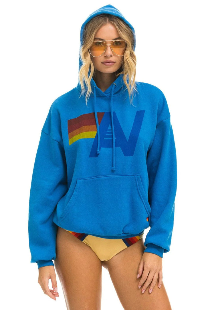 AN Logo Pullover Hoodie Relaxed in Ocean - obligato