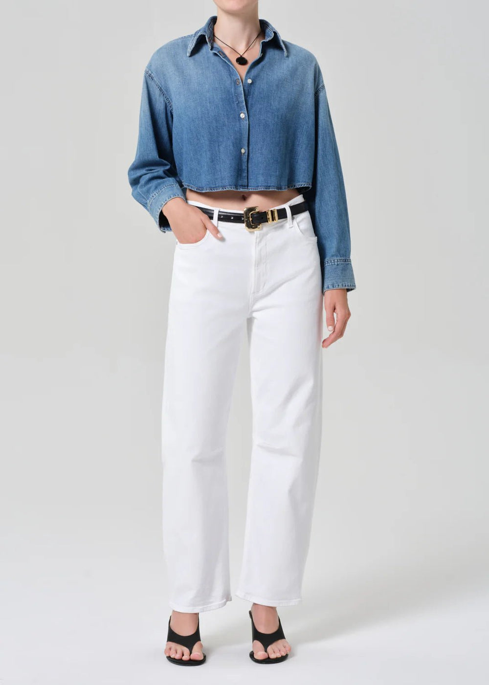 Ana Cropped Shirt In Somerset - obligato