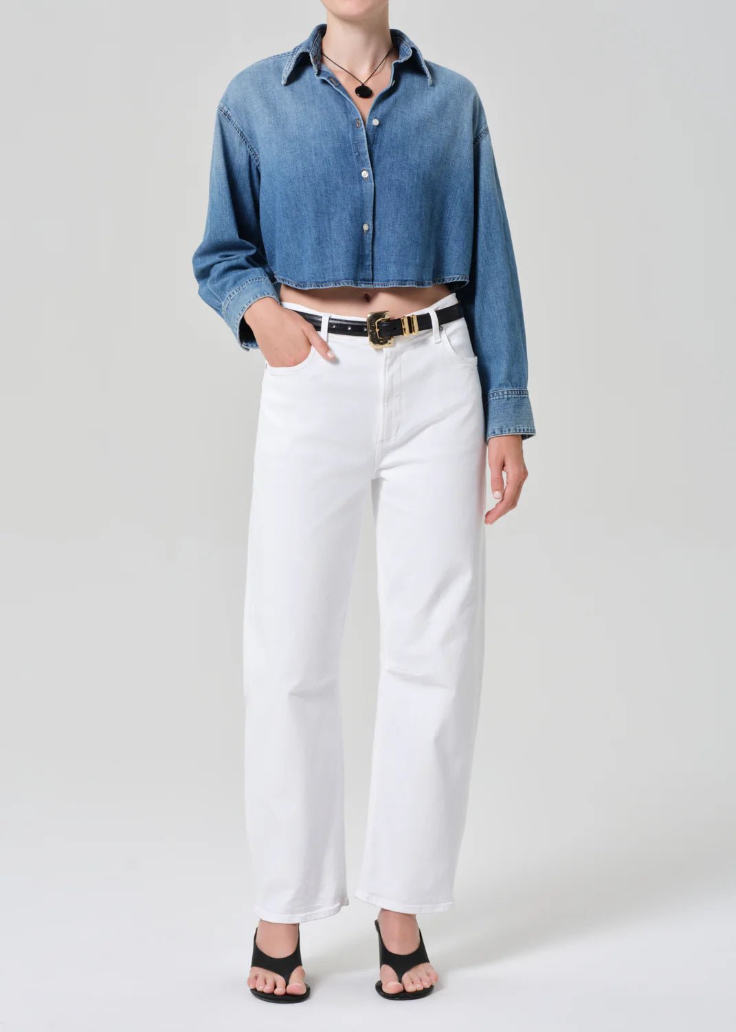 Ana Cropped Shirt In Somerset - obligato