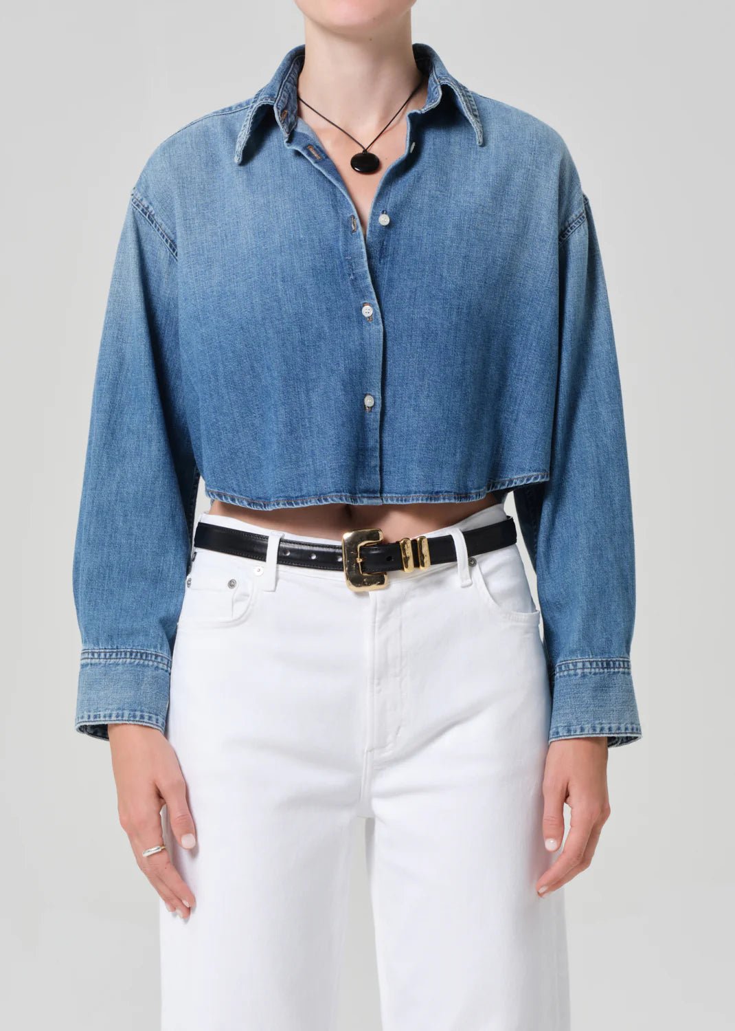 Ana Cropped Shirt In Somerset - obligato