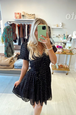 Ana Mini Dress in Black Lurex - obligato